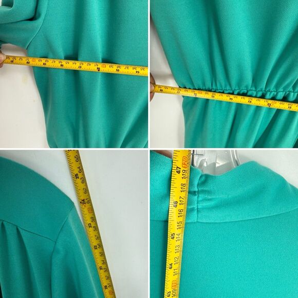 Antthony Richards Women Green Midi Dress V Neck Tie Waist Size 12 Vintage - Picture 12 of 16